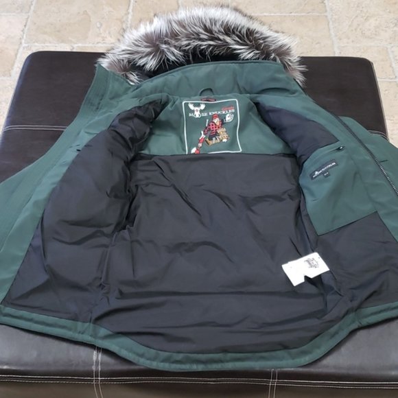 Moose Knuckles Round Island Blue Frost Fox Fur-Trim Down Jacket - Picture 3 of 10